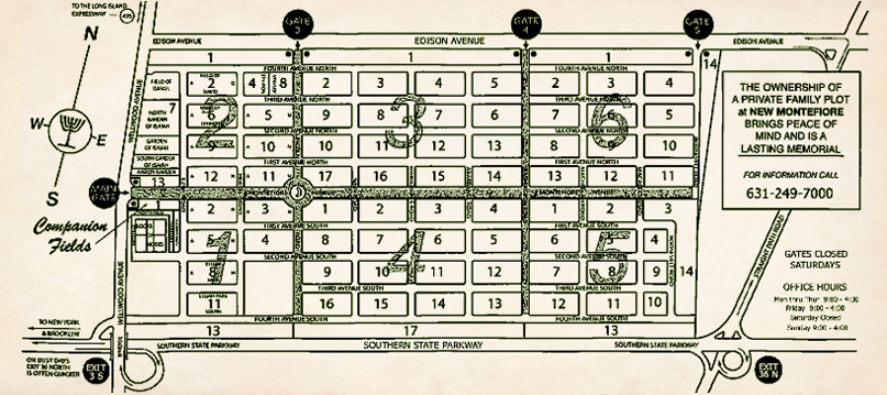 Grounds Map of New Montefiore Cemetery